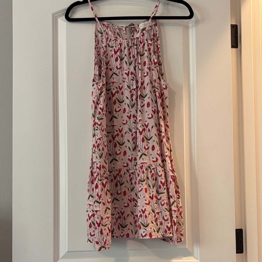 Suzanne Betro Pink Floral Tiered Sundress size L